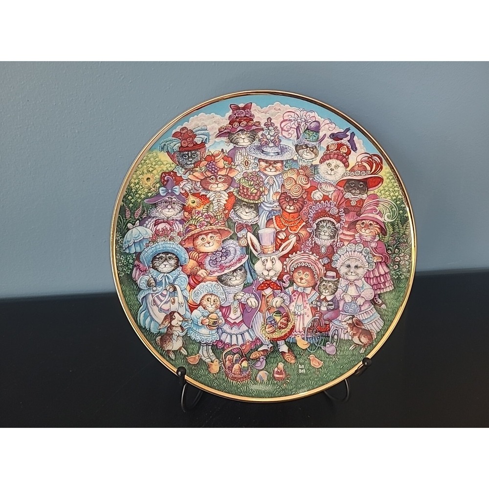 Franklin Mint Collector Plate Cat Easter Purrade Heirloom Ltd Edition B. Bell‎